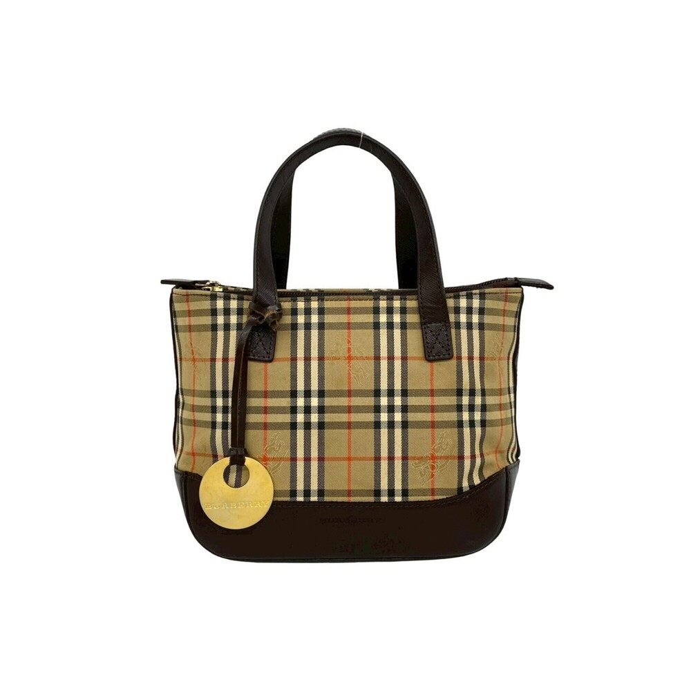 BURBERRY Nova Check pattern canvas and leather genuine handbag/mini tote bag ...
